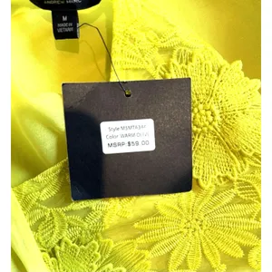 Marc New York Chartreuse 3D Floral Lace Crop Top M Tie Back Party Statement NWT thumbnail 7