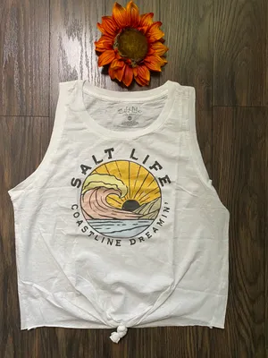 Salt Life NWOT White COASTLINE DREAMING Muscle Tank Top LARGE thumbnail 5