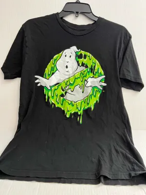 Ghostbusters Black T-Shirt with Green Slime Design thumbnail 1