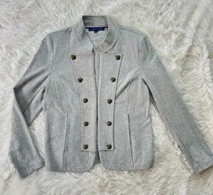 Tommy Hilfiger Gray Military Jacket Button Front Pockets Short Coat Size L/G thumbnail 1