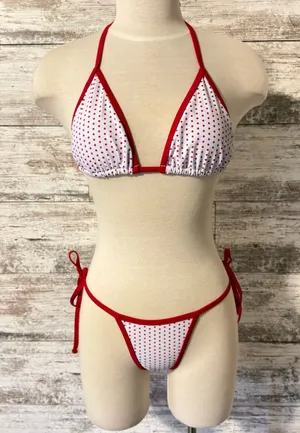 Boutique White Bikini with Red Polka Dots thumbnail 1