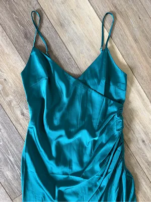 Forever 21 Teal Satin Slip Maxi Dress thumbnail 2