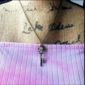 Heart Jeweled Key Necklace thumbnail 3