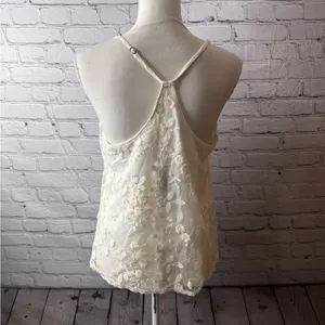 NWT Anthropologie E by Eloise Elegant Cream Floral Lace Women's Top size medium thumbnail 8
