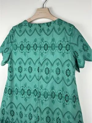 Emery Rose Green Eyelet Embroidered Babydoll Mini Dress NWT Size S Boho thumbnail 6