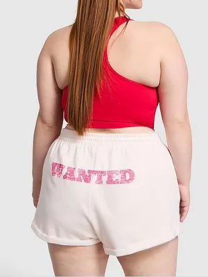 VICTORIA’S SECRET PINK Fleece Rolled Hem Short in Winter White Wanted Bling thumbnail 2
