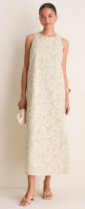 Tuckernuck Celadon Scroll Embroidered Bows Portia Dress Date Night Resort Beach thumbnail 1