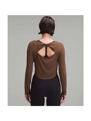 Lululemon Dark Brown Modal Silk Twist Back Long Sleeve Shirt Size 2 thumbnail 2