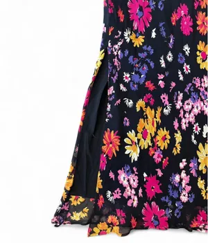 Vintage Express Silk Maxi Floral Skirt with Side Slit thumbnail 4
