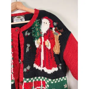 Tiara International Vintage‎ 1998 Christmas Cardigan Sweater Nutcracker Santa L thumbnail 4