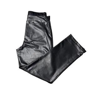 Abercrombie Curve Love 90s Straight Vegan Leather Pants High Rise Black 32 14R thumbnail 3