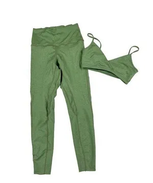 Well Being + Being Well Ashe 7/8 Leggings and Sports Bra in Loden Green Heather thumbnail 1