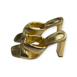 new Schutz 𒀭 Fairy High Heeled Sandal 𒀭Metallic Gold Shimmer Leather 𒀭 7.5M 𒀭 thumbnail 7