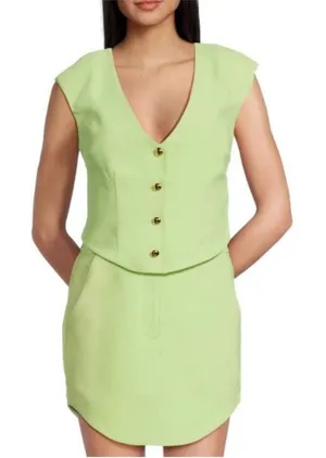 Amanda Uprichard Perrin Lime Pear Button Front Vest Small NWT thumbnail 1