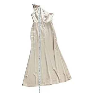 NWT LOVELY Shirred One-Shoulder Satin Trumpet Dress‎ sz 10 Cameo thumbnail 7