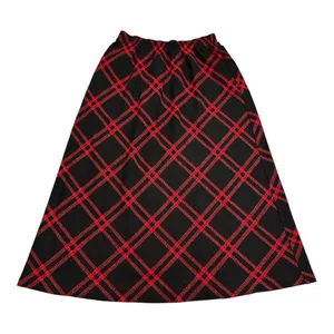 Ecco Eccobay Vintage Taylor Swift Style Red Black Plaid Wool A-Line Midi Skirt‎ Med thumbnail 1