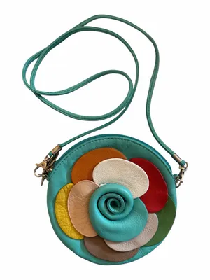 Vera Pelle Genuine Italian Leather Crossbody Wristlet Purse Multi Color thumbnail 1