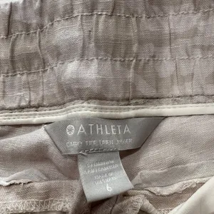 Athleta Cabo Tide‎ Linen Jogger Neutral Beige Tan Camo Print Pants - Size 6. thumbnail 4