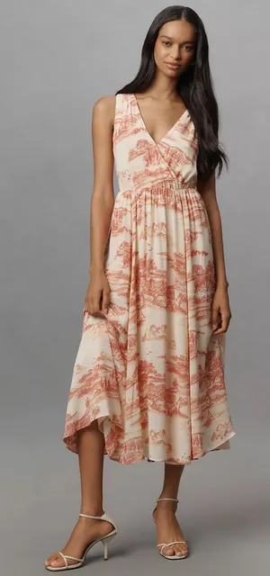 Reformation Farah Midi‎ Dress Toile Print Sleeveless V Neck NWT Size 4 thumbnail 1