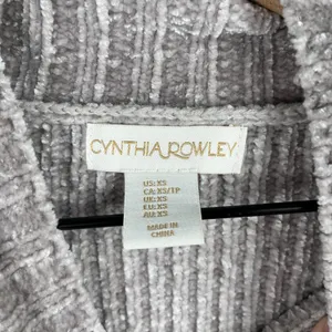 Cynthia Rowley XS Chenille Turtleneck Sweater Beige Gray Super Soft Cozy Knit thumbnail 6