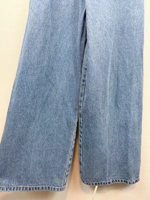 Lel Lab Denim Wide Leg Jumpsuit Baggy Plunging Neck Open Back Size 38/ Medium thumbnail 5