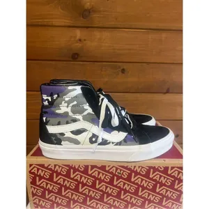 Vans Unisex sk8 hi-rise camo black/purple Womans Sz 9 thumbnail 2