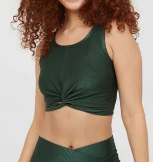 Aerie OFFLINE Ribbed Shine Twist Front Sports Bra Sz‎ L thumbnail 1