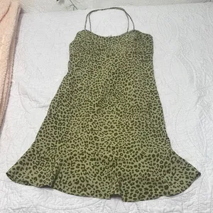 Zara Green Cheetah Print Dress thumbnail 1