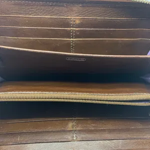 Coach tan and brown leather zip around wallet thumbnail 14