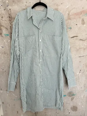 Abercrombie Relaxed Poplin Green Stripe Shirt Dress thumbnail 1