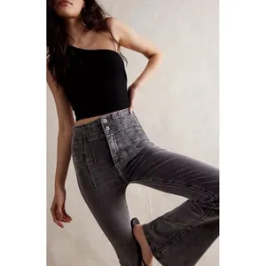 We The Free Free People Jayde Flare Jeans 31 Charcoal High Rise Bell Bottom Boho thumbnail 2