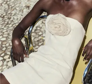 ZARA Elegant Cream Strapless Dress thumbnail 1