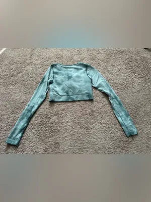 Lululemon Ebb to Street Long Sleeve Shirt Marble Dye Tidewater Teal Size 6 thumbnail 3