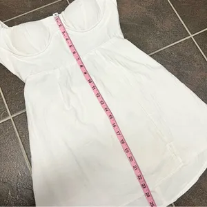Here Comes the Sun NEW Norma Puff Sleeve Cutout Back Mini Dress White NWT thumbnail 13
