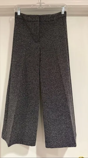 Ann Taylor Gray Wide-Leg Knit Cropped Pants thumbnail 1