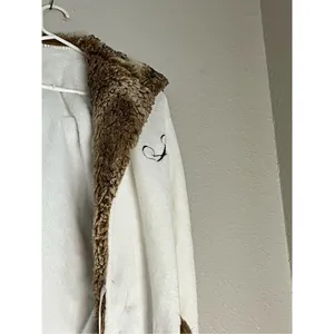 Ombre Faux Fur Robe Hooded M cream J Kimono Pottery Barn thumbnail 3