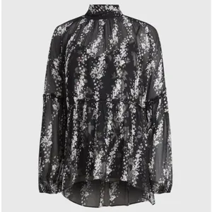 All Saints Eimar Cultivar Balloon Sleeve Sheer Floral Womens Top Size 4 Small thumbnail 2