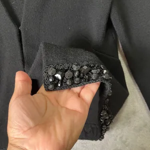 Ann Taylor Black Fine Knit Merino Cardigan Sequin Edge Trim‎ XS Minimalist thumbnail 4
