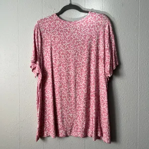 Old Navy Luxe Floral Pink V-Neck Short Sleeve Top Womens XXL Casual Wear Stretch thumbnail 6