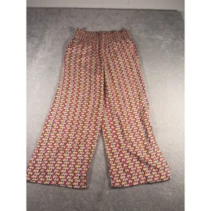 Maeve Women's Smocked Waist Wide Leg Pants Multicolor Geometric Print Large thumbnail 3