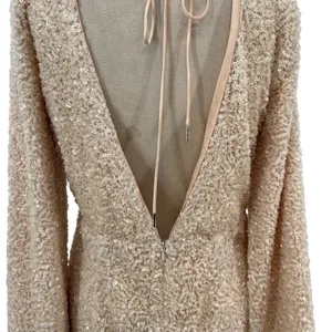 Michael Costello‎ x Revolve Valerie Dress Mini Long Sleeve Sequin Ivory Medium thumbnail 10