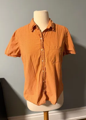 Vintage Y2K Abercrombie and Fitch Orange Gingham Check Button Down Shirt thumbnail 1