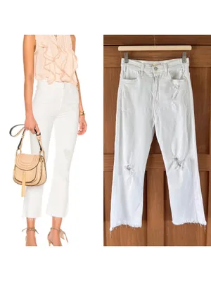 MOTHER The Hustler Ankle Fray Jeans In Tea and Biscuits White Wash Women’s sz 27 thumbnail 2