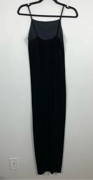 Vintage Be Smart Long Sparkly Black Velvet Dress thumbnail 7