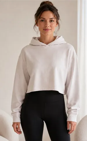Fabletics Pale Pink Cropped Boxy Hoodie XS Balletcore Athleisure thumbnail 1