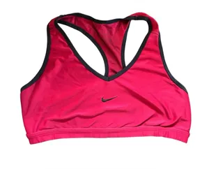 Nike Dri Fit Racerback Sports Bra XL Red Black Silky Feel Pilates Yoga Workout thumbnail 1