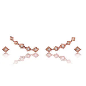 LUV AJ Rose Gold Climbing Ear Crawler Stud Earring Black thumbnail 4