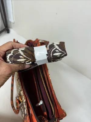 Stylish Orange and Brown Patterned Tote Bag with Crossbody strap thumbnail 3