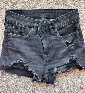 American Eagle Black Jean Shorts High-Rise thumbnail 1