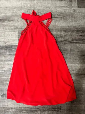 LULUS Any Sway, Shape or Form Red Lace Halter Dress thumbnail 4